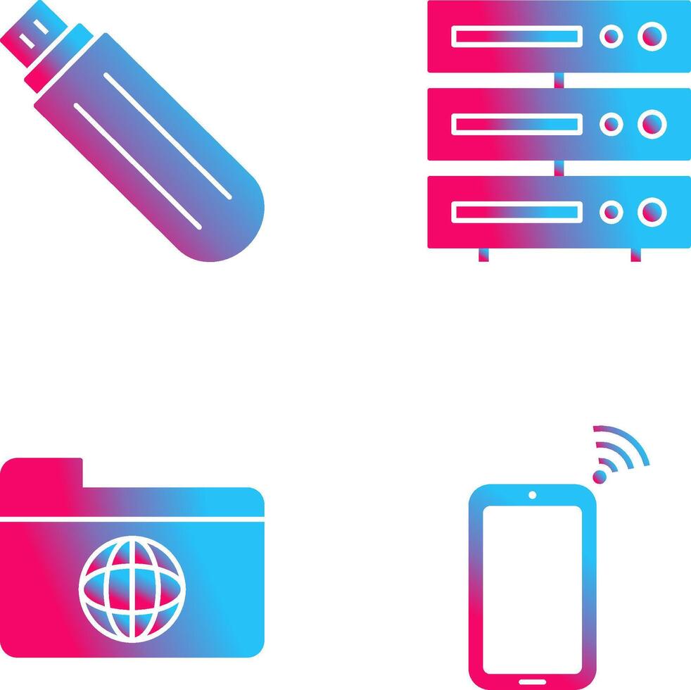 usb drive and server Icon vector