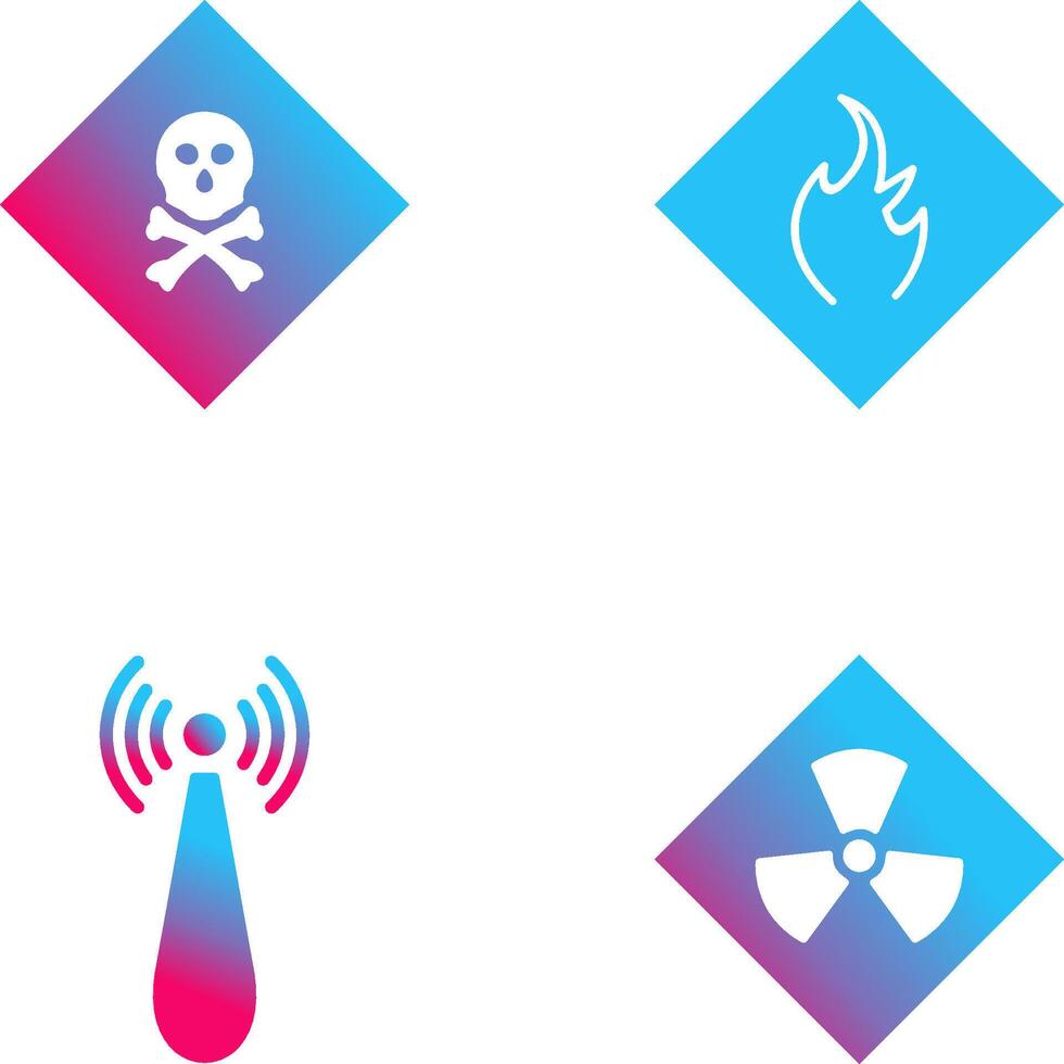 poisonous gas and Danger of flame Icon vector