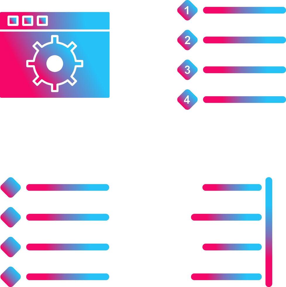 settings and numbered lists Icon vector