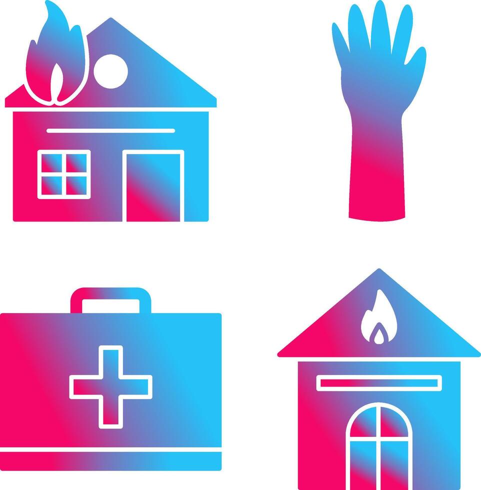 house on fire and gloves Icon vector