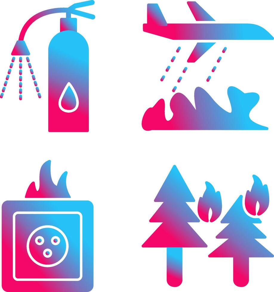 using extinguisher and firefighter plane Icon vector