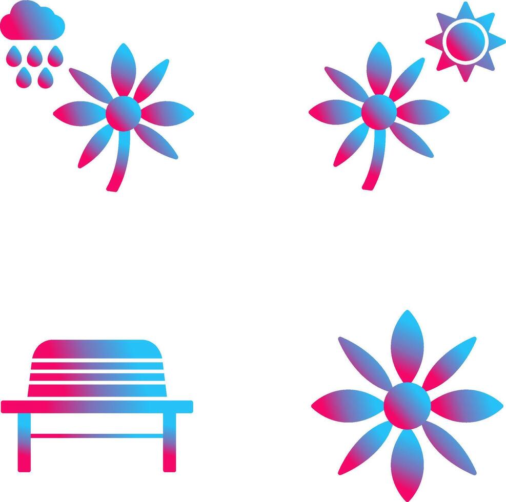 Flower with rain and Flower Icon vector