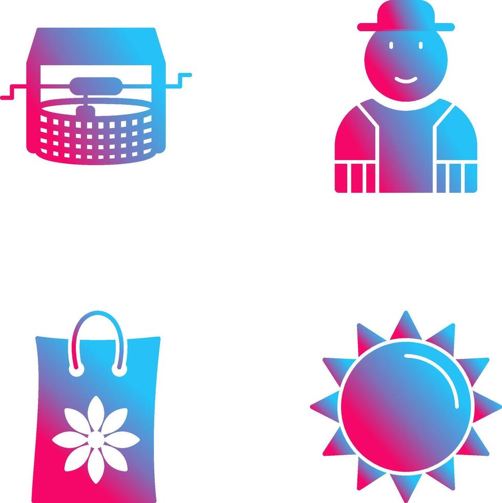 Watwer Well and Gardener Icon vector
