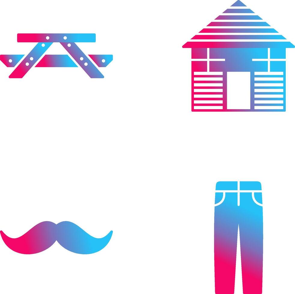 Picnic of Table and Wood Cabin Icon vector