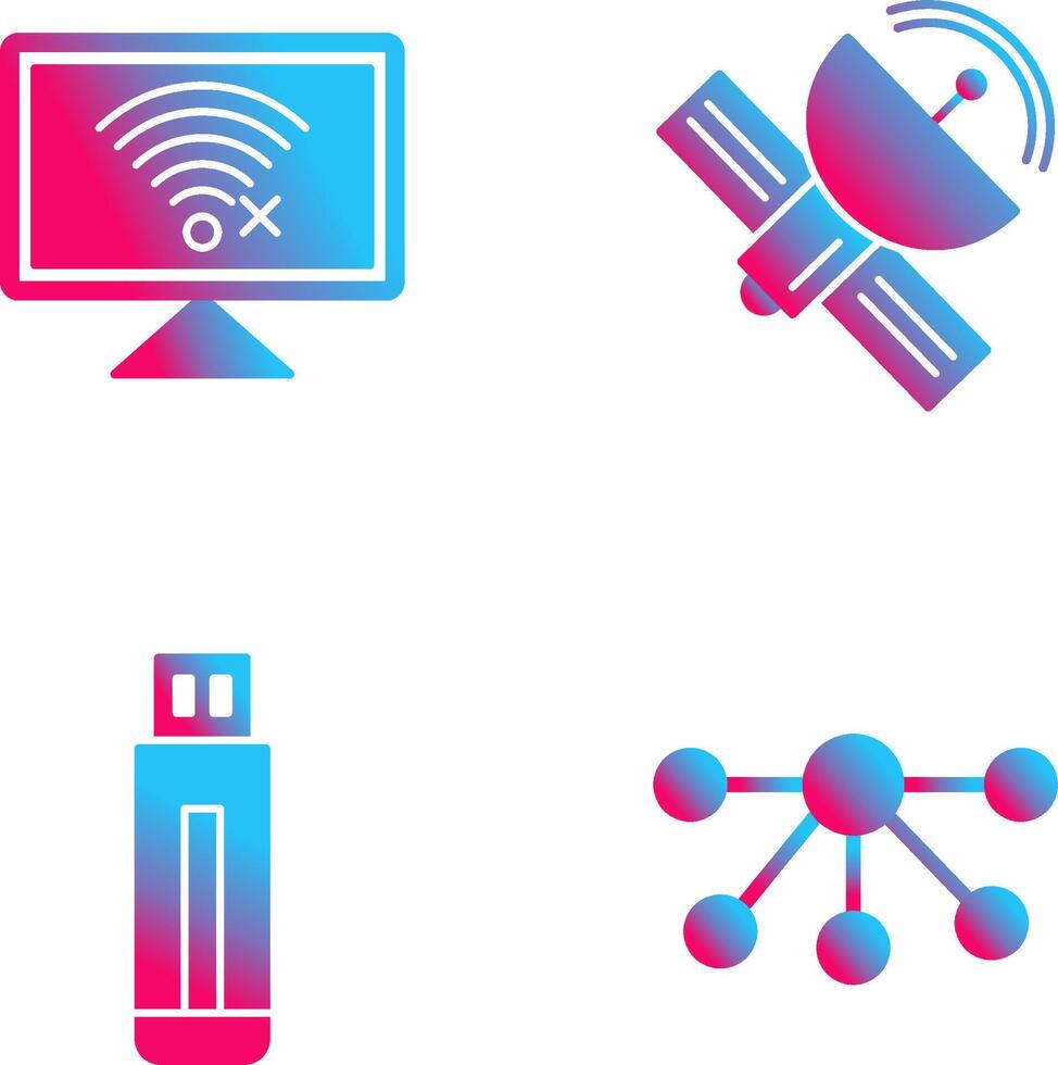 Disconnected Network and Satellite Icon vector