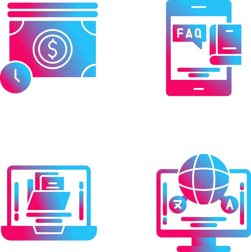 Time is Mony and Faq Icon vector