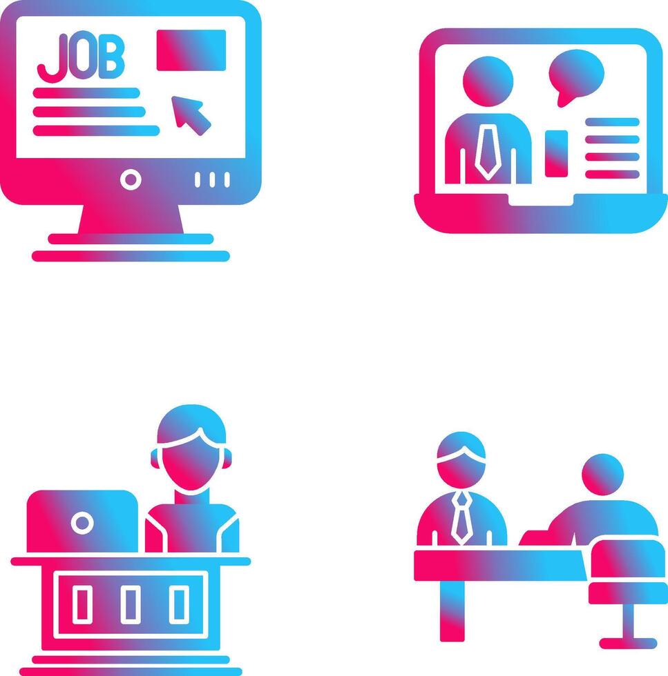 Online Job and Online Job Interview Icon vector