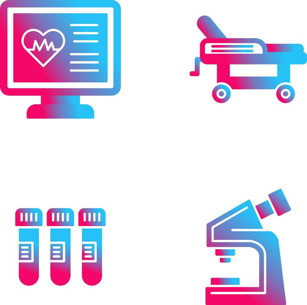 Cardiogram and Hospital Bed Icon vector