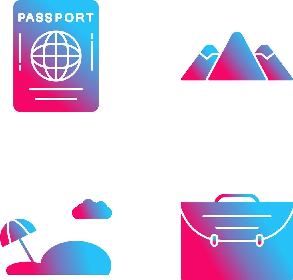 pasaporte y montaña icono vector