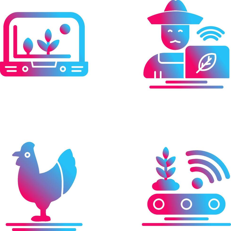 Smart Farm and Farmer Icon vector