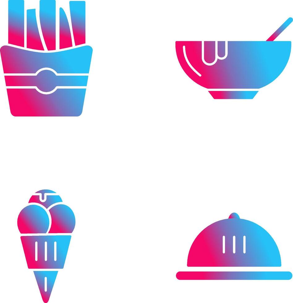 sopa y papas fritas icono vector