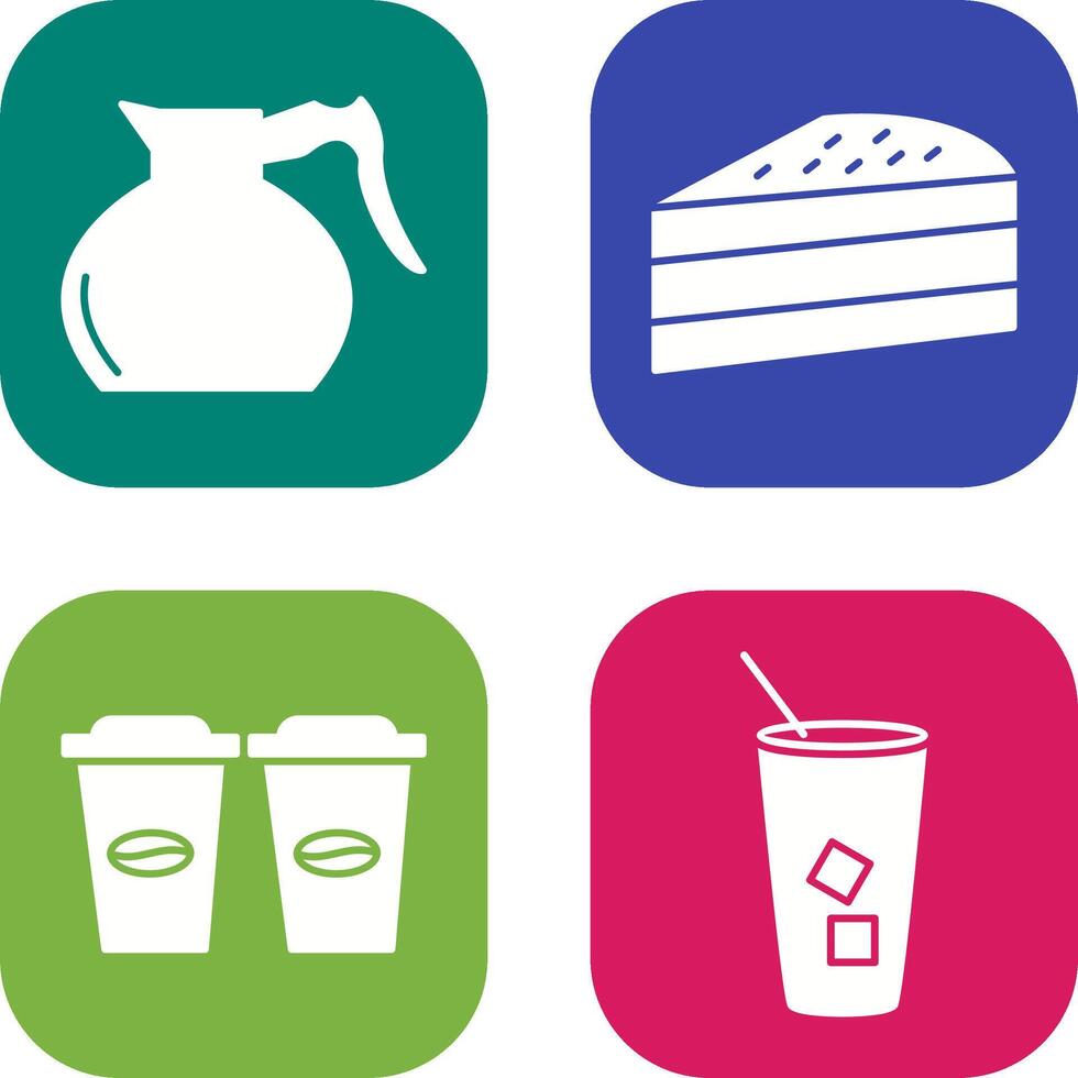 cake slice and coffee pot Icon vector
