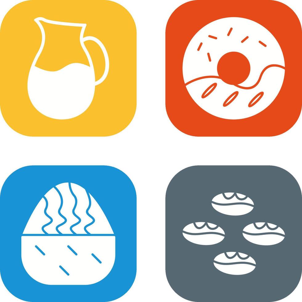 milk jug and cream doughnut Icon vector