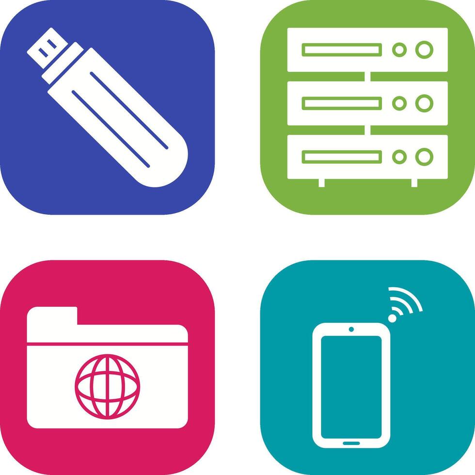 usb drive and server Icon vector