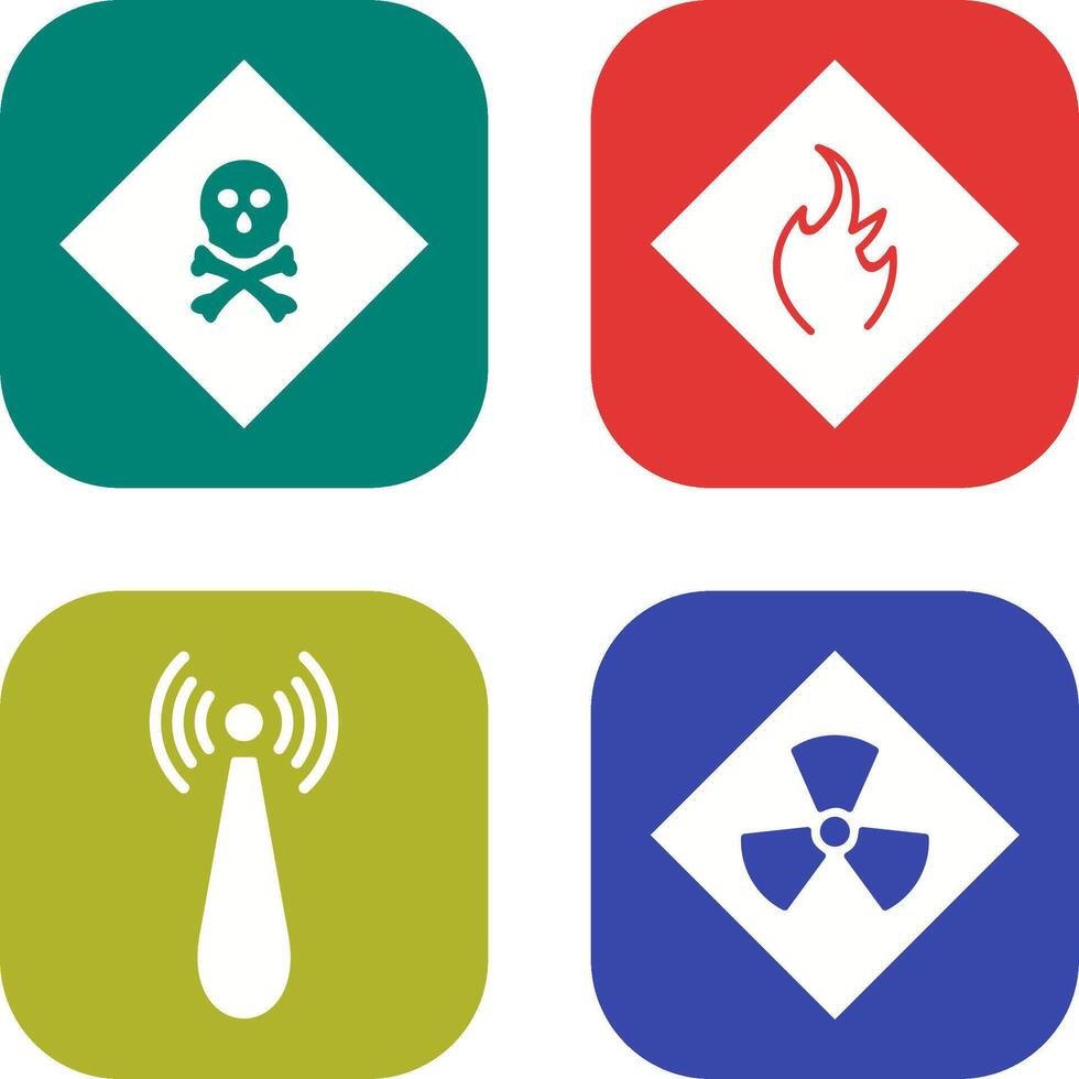 poisonous gas and Danger of flame Icon vector