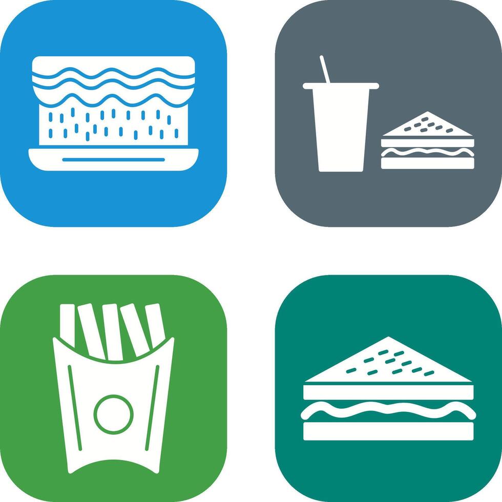 cream cake and lunch bistro Icon vector