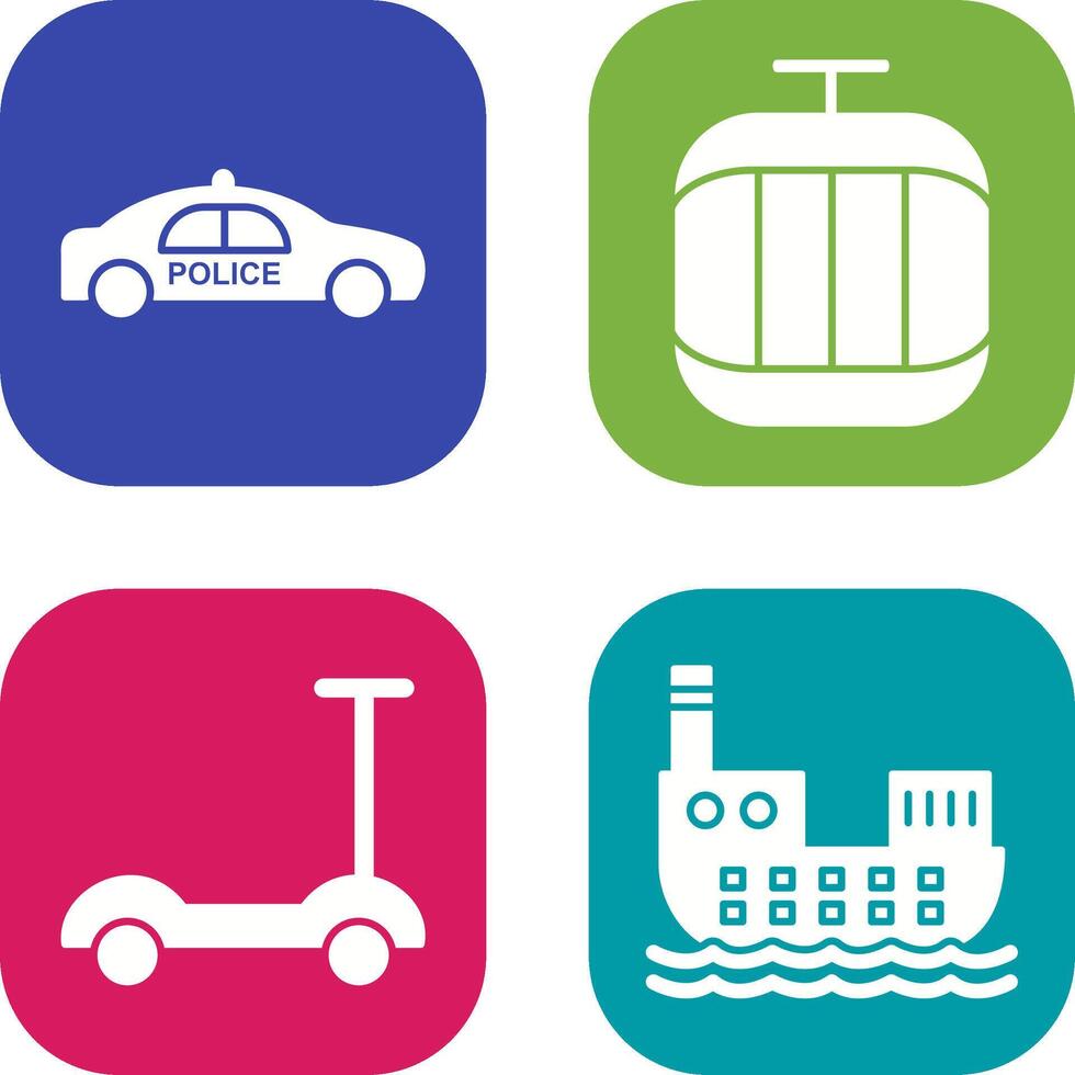 Police Car and Cable Car Icon vector