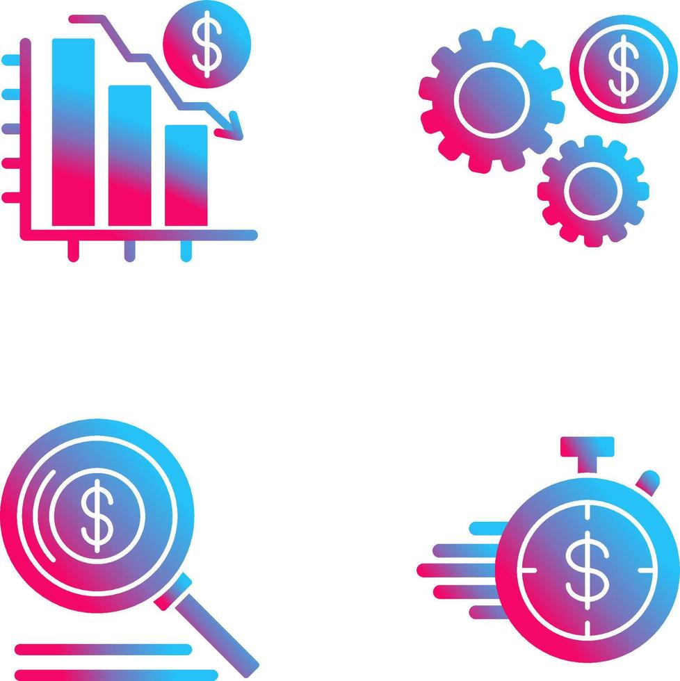 Chart Down and Settings Icon vector