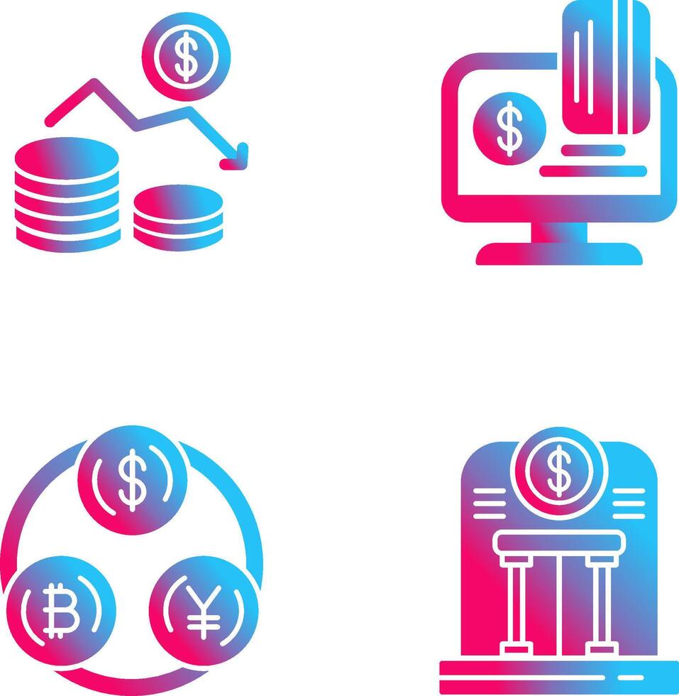 dinero pérdida y en línea pago icono vector