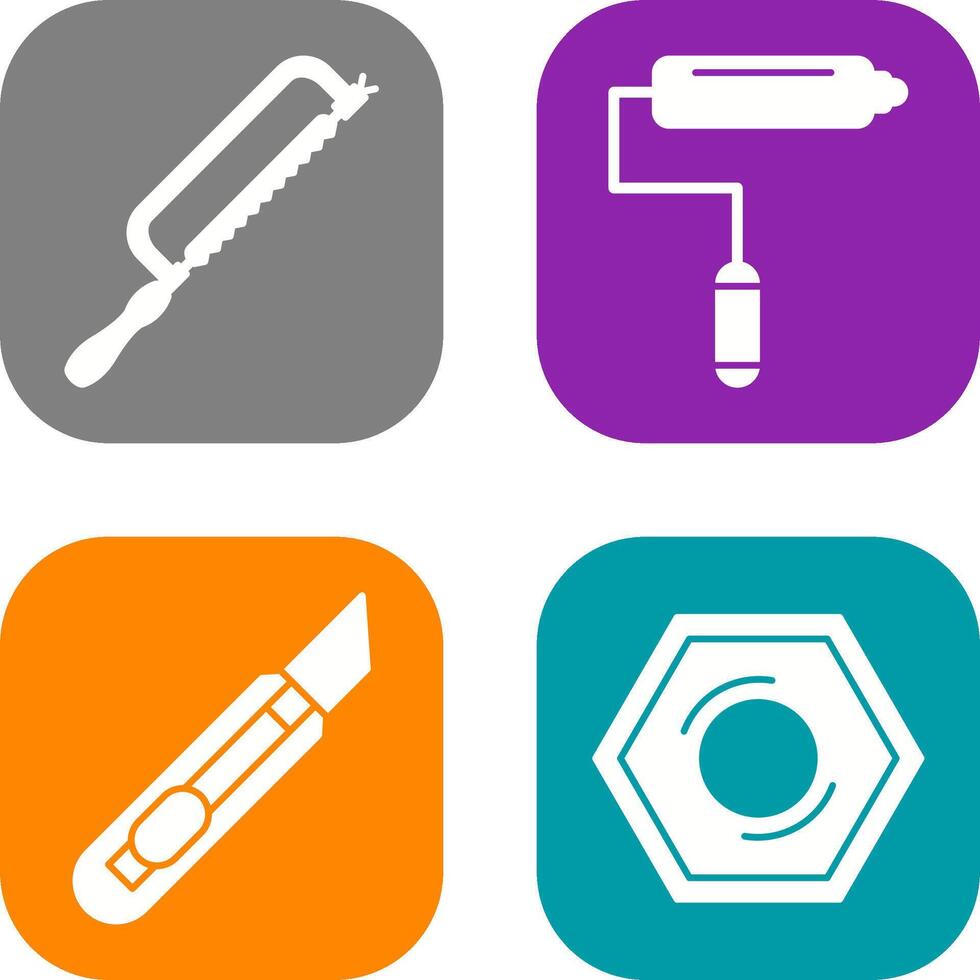 Hacksaw and Paint Roller Icon vector