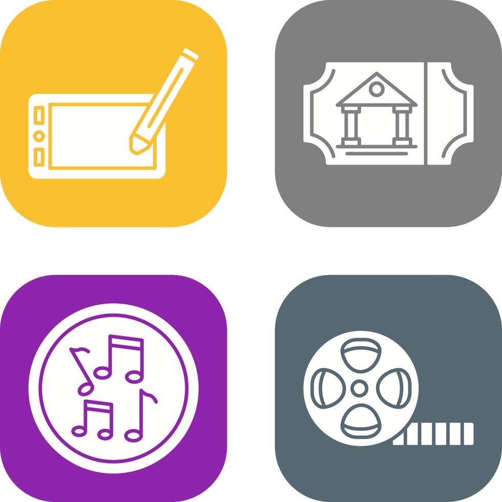 Drawing Tablet and Museum Ticket Icon vector