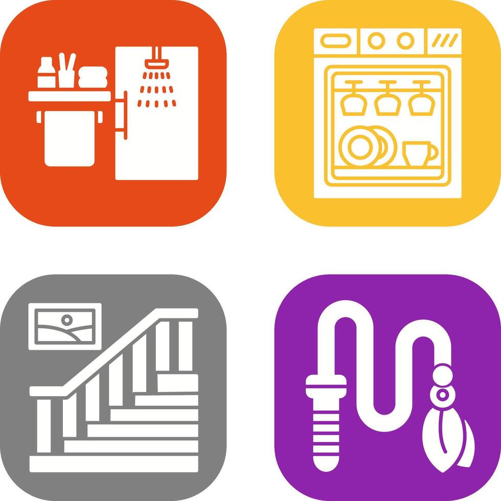 Shower and Dishwasher Icon vector