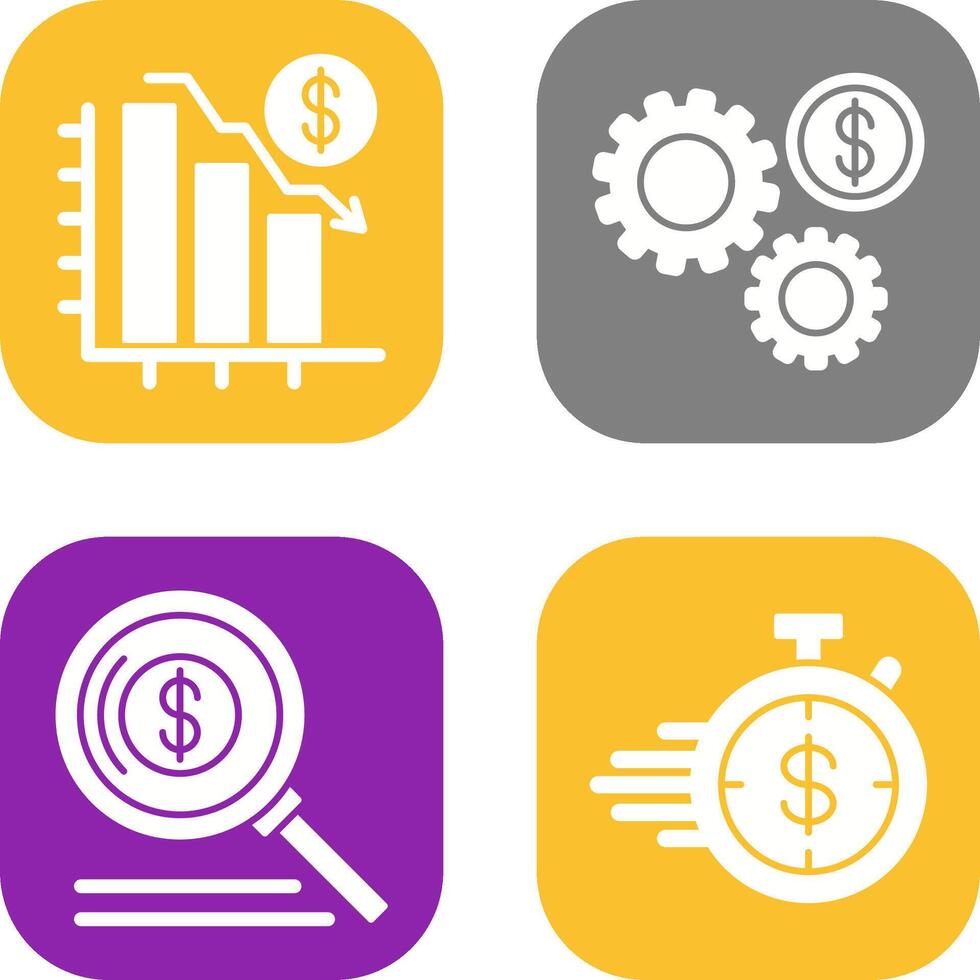 Chart Down and Settings Icon vector