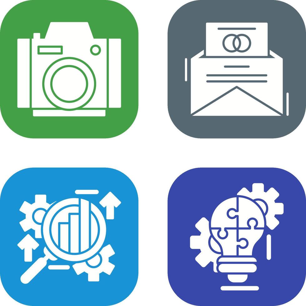 Photo Camera and Invitation Card Icon vector
