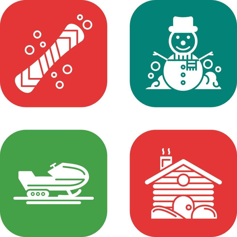Snowboard and Snowman Icon vector