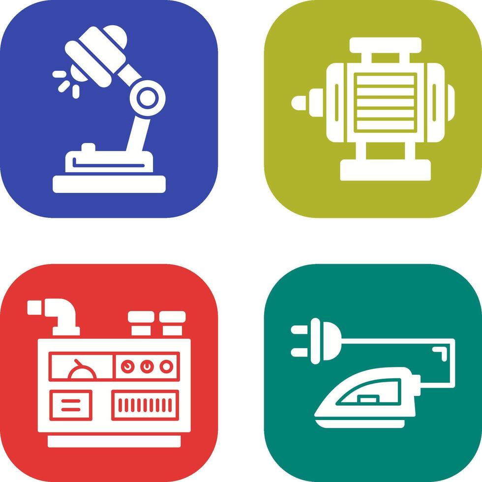 Desk Lamp and ELectric Motor Icon vector