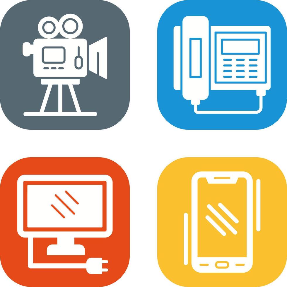 Movie camera and Telephone Icon vector