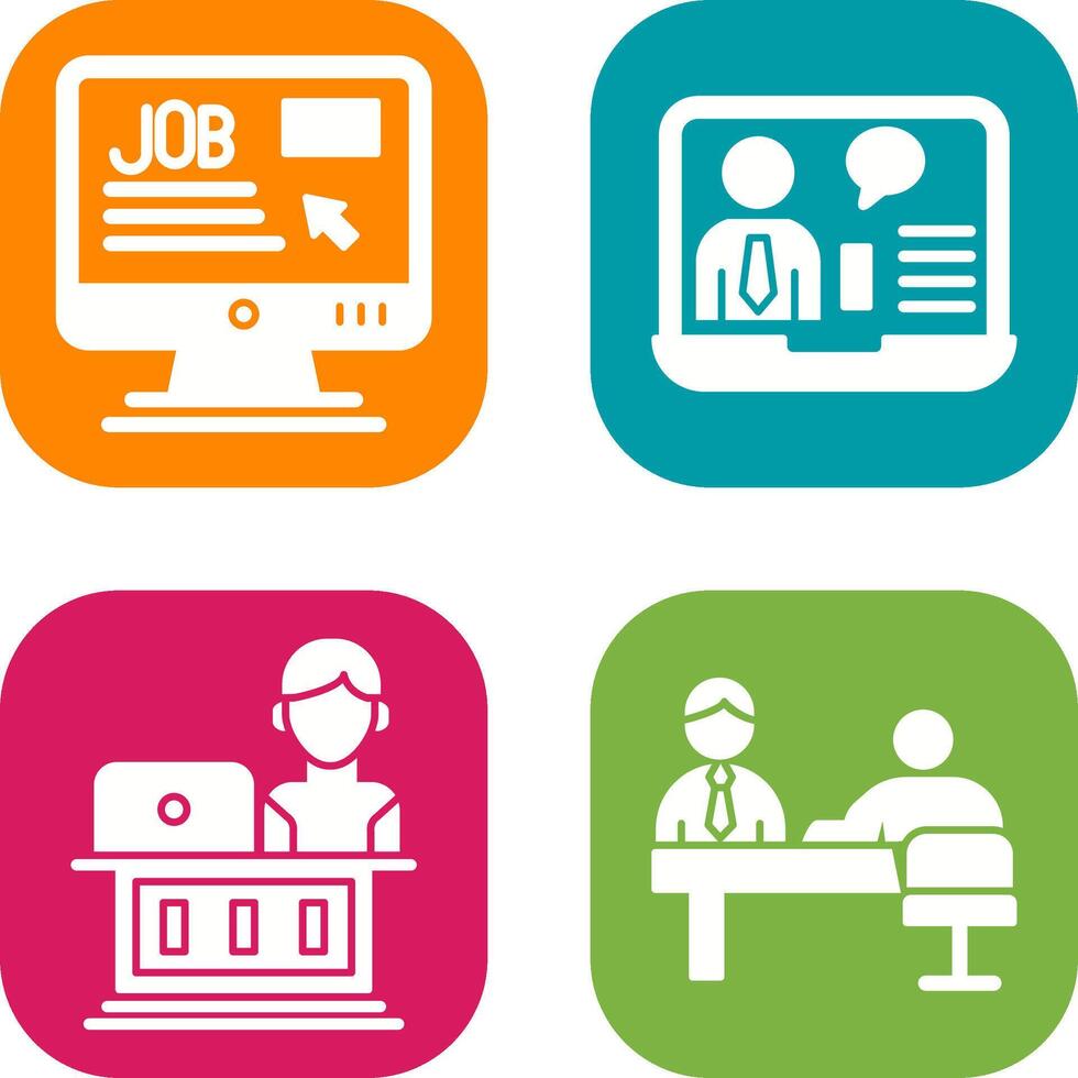 Online Job and Online Job Interview Icon vector