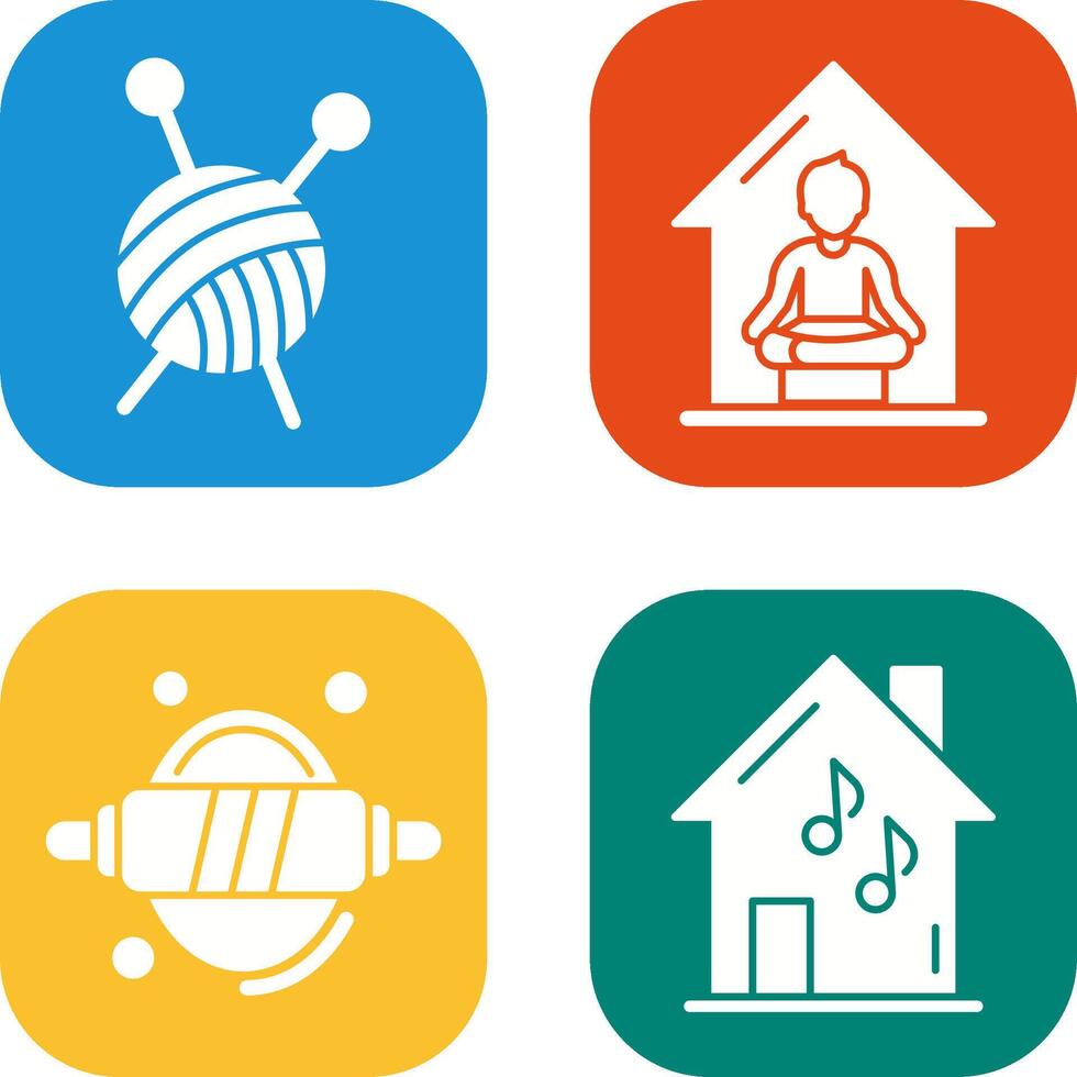 Knitting and Yoga At home Icon vector