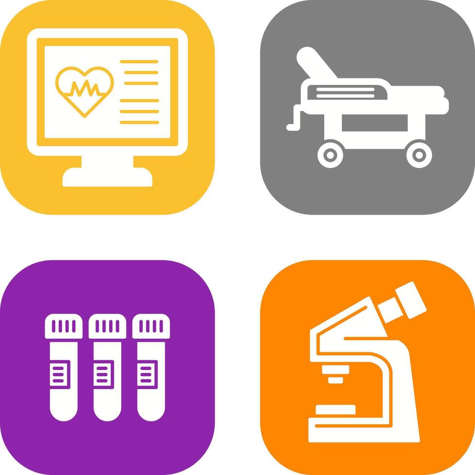 Cardiogram and Hospital Bed Icon vector