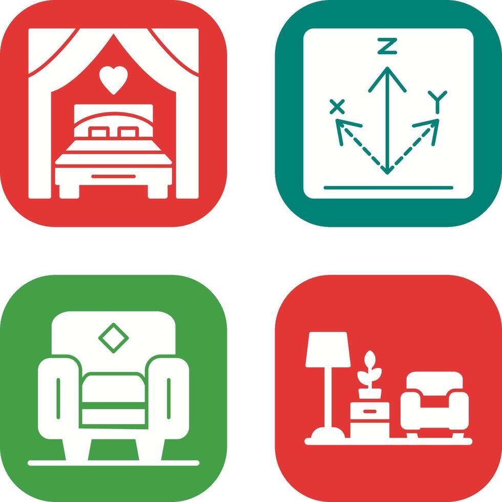 Bed and Axis Icon vector