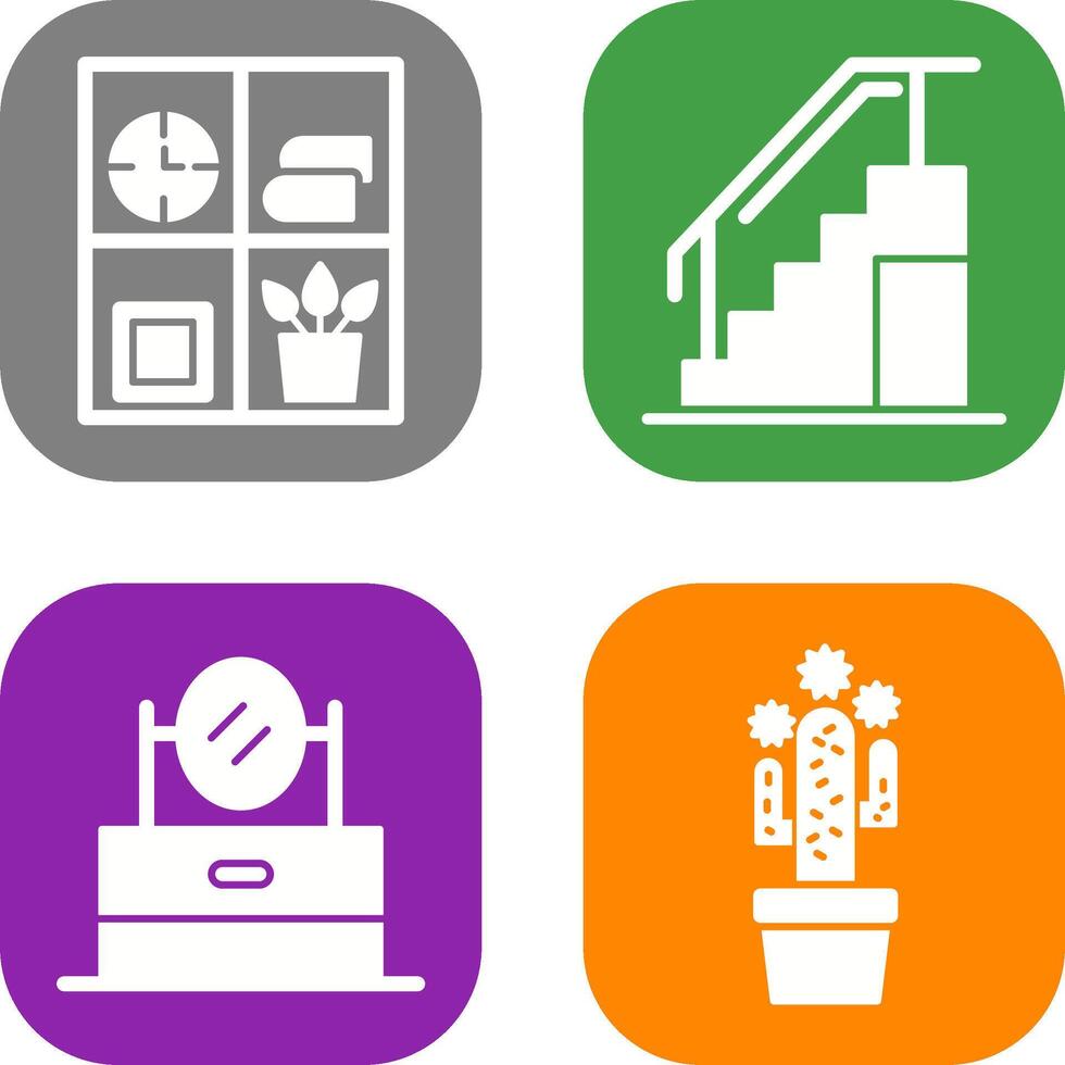 Bookshelf and Stairs Icon vector