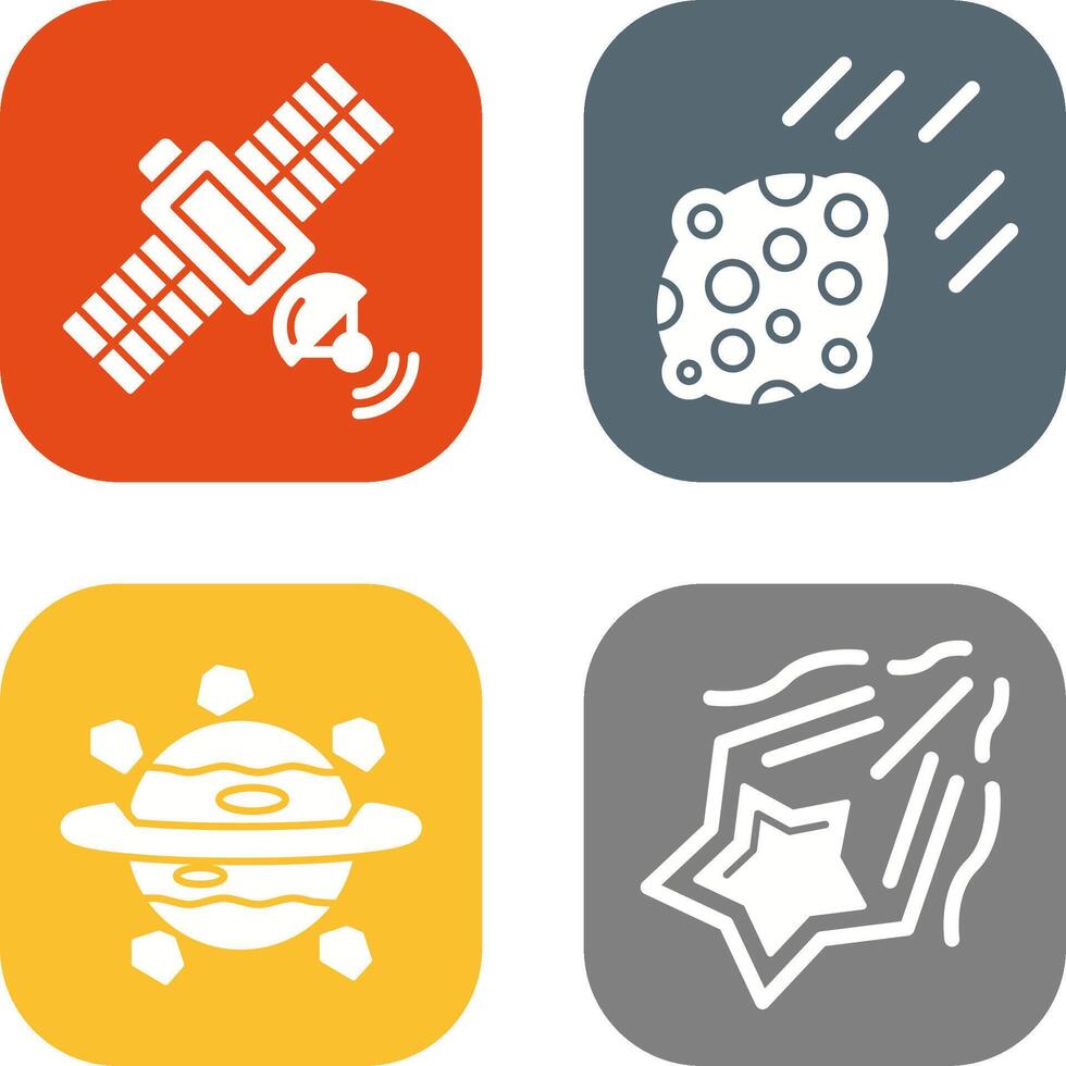 satelite and asteroid Icon vector