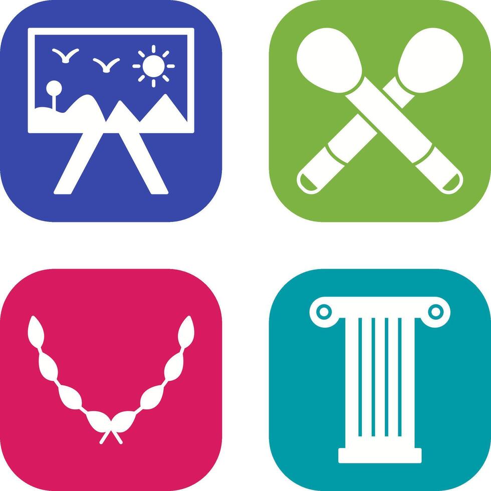 Painting of Canvvass and Brushes Icon vector