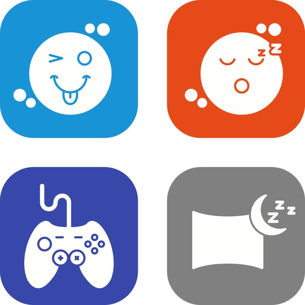 Tongue Out and Sleep Icon vector