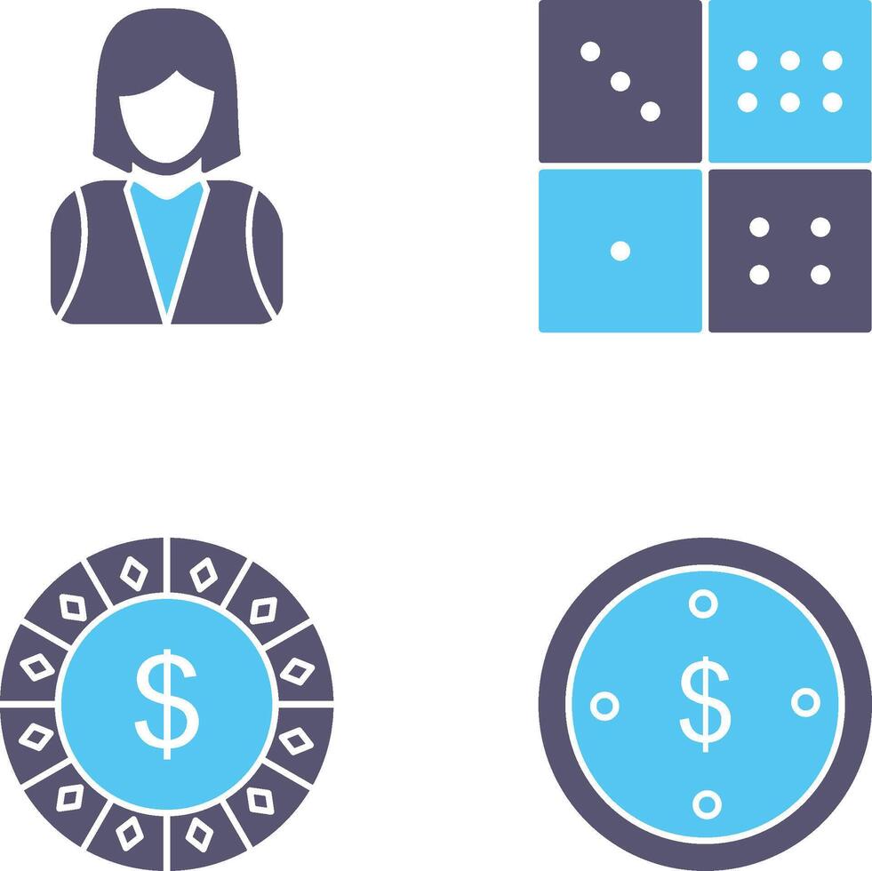 elegant lady and domino game Icon vector