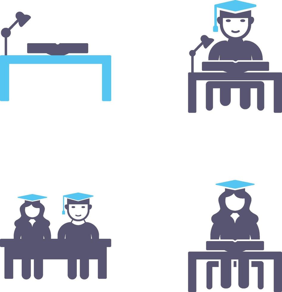 study desk and studying on desk Icon vector