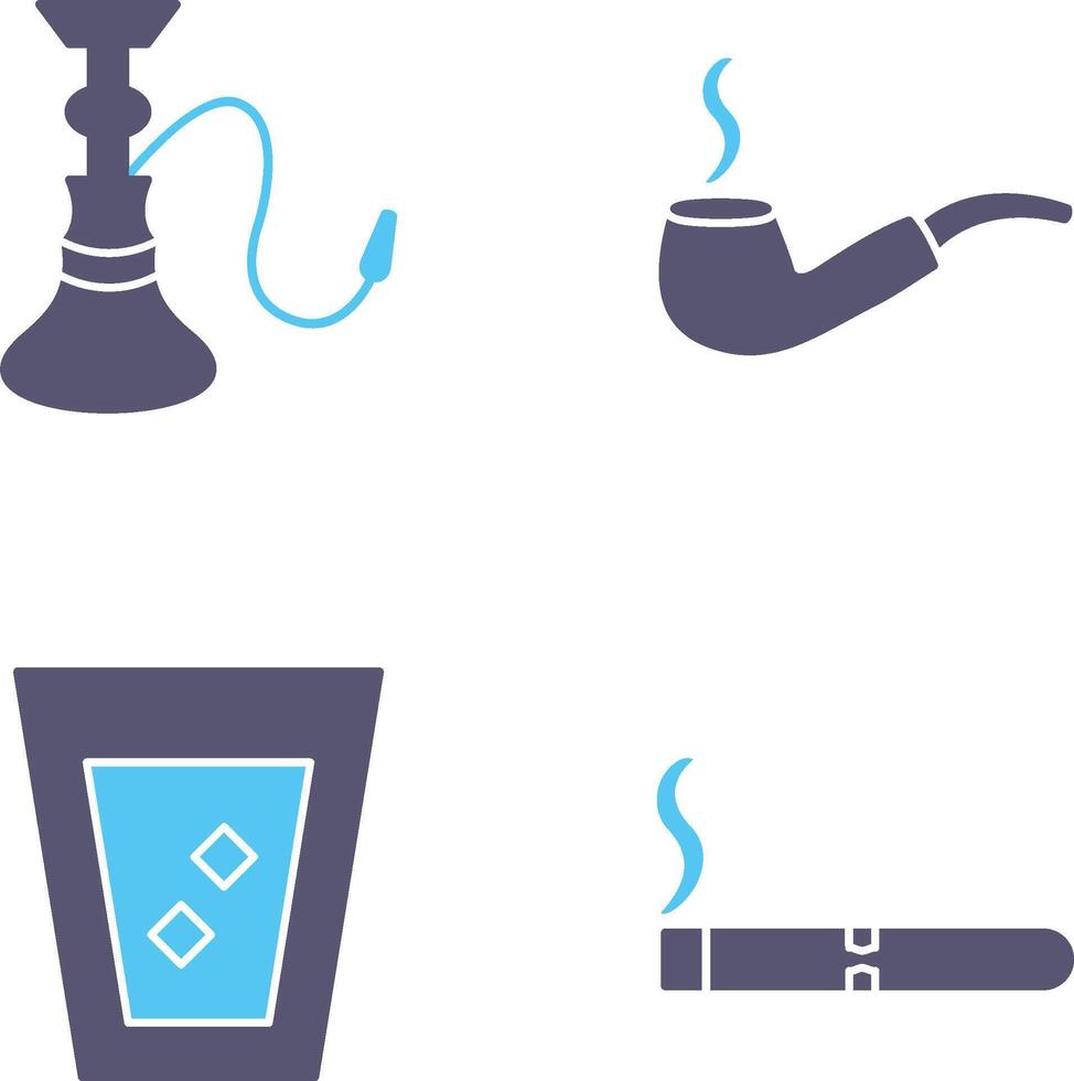 hookah and lit smoking pipe Icon vector