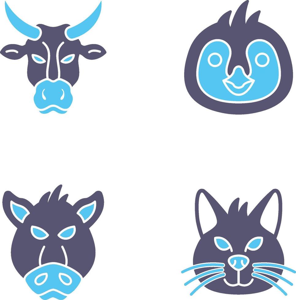 Cow and Penguin Icon vector