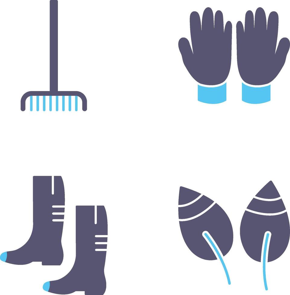 Fork picking Leaves and Gardening Gloves Icon vector