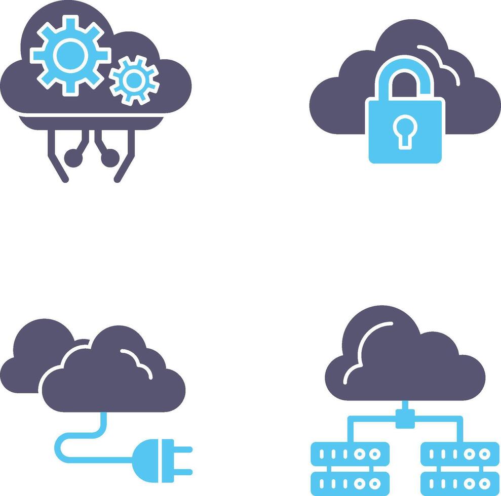 Cloud Comuting and Lock Icon vector