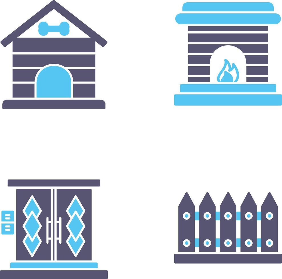 Dog House and Fireplace Icon vector