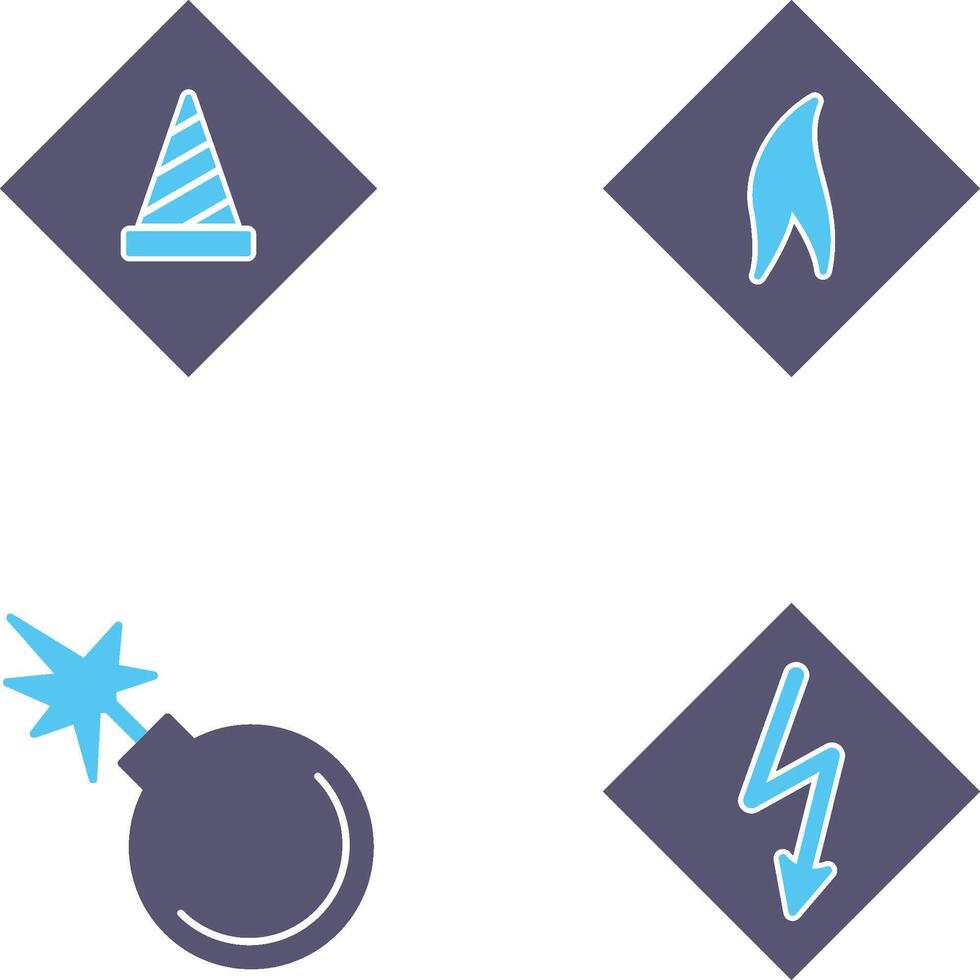 under construction and flammable material Icon vector