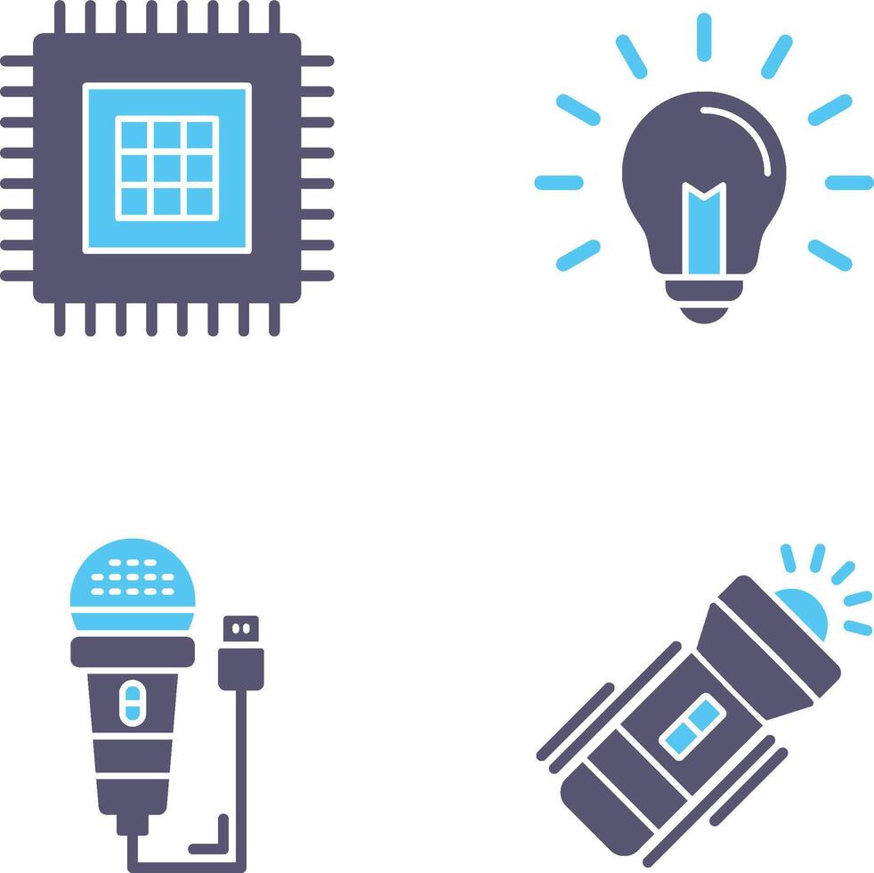 Processor and Light Bulb Icon vector