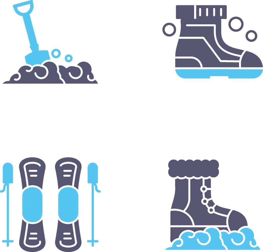 pala y esquí botas icono vector