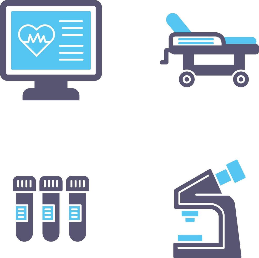 Cardiogram and Hospital Bed Icon vector